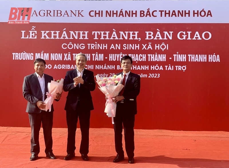 Agribank Bắc Thanh Hóa tài trợ 7 tỷ đồng xây dựng Trường Mầm non xã Thành Tâm